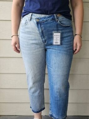 Risen Jeans Two-Tone Light & Medium Blue Denim